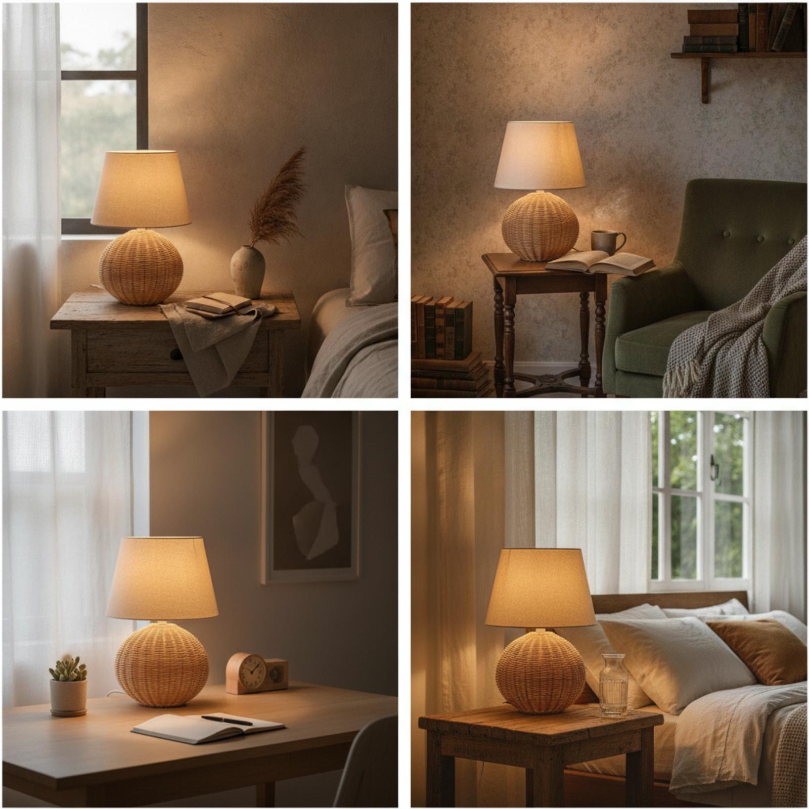 Bedlampje met rotan voet en st - Desk Setup Lamp recensie en prijs