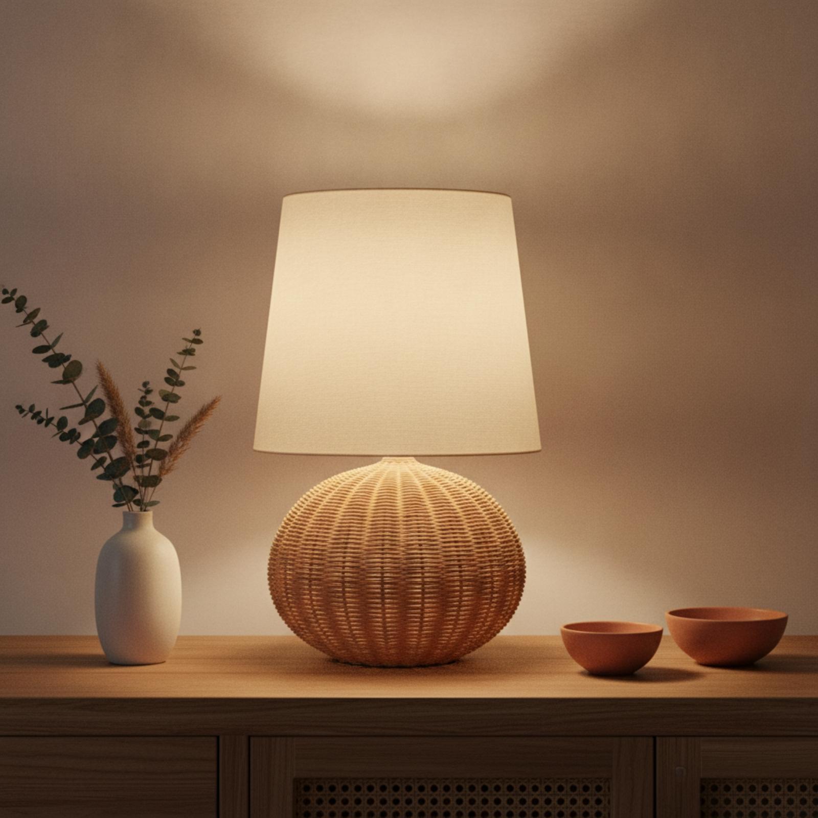 Bedlampje met rotan voet en st - Desk Setup Lamp recensie en prijs