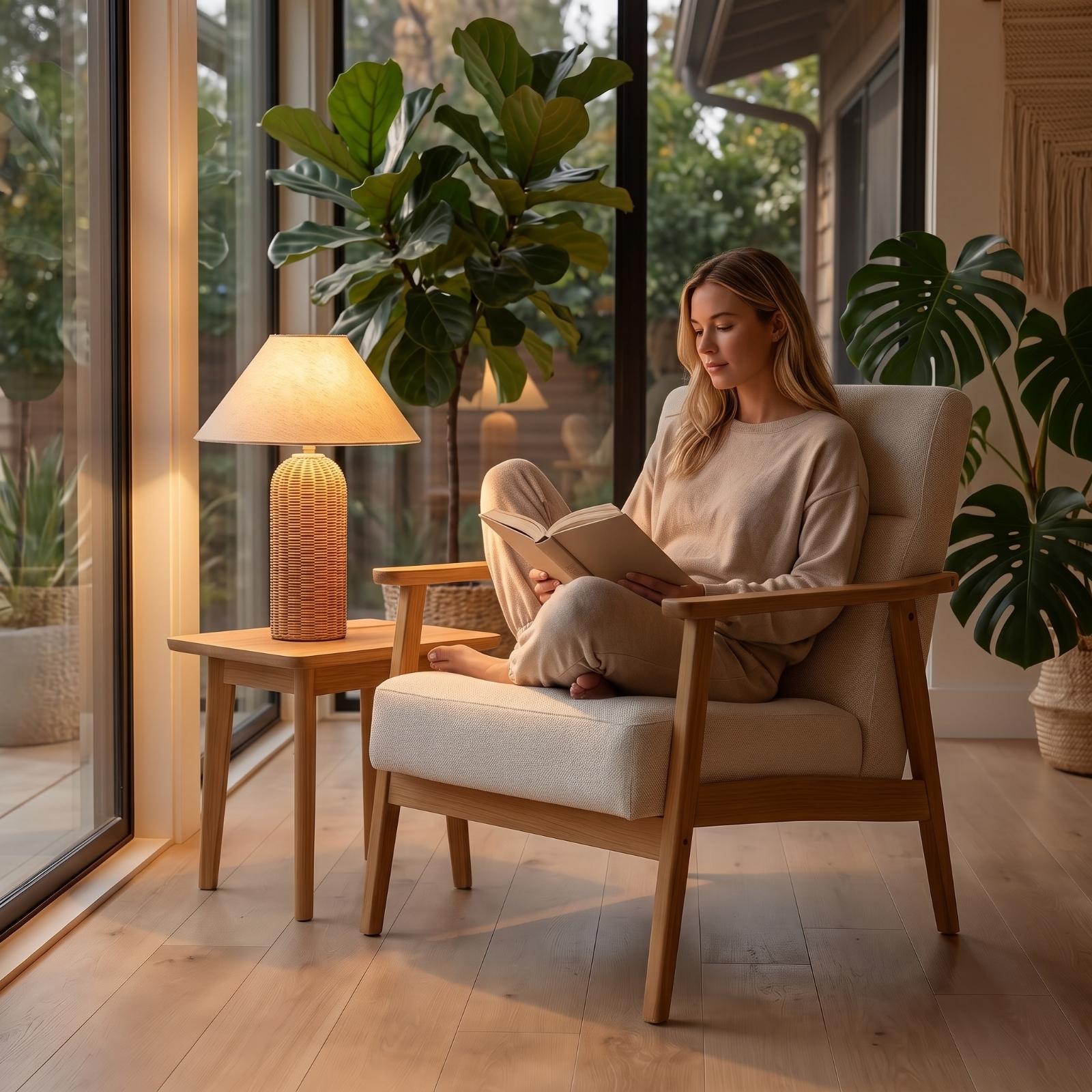 Bedlampje met rotan voet en st - Desk Setup Lamp recensie en prijs