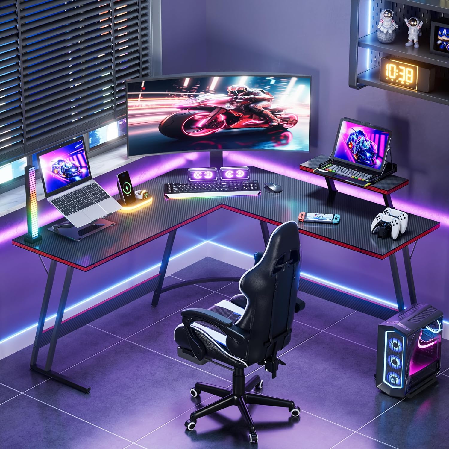 L-vormig verstelbaar gamingbur - Desk Setup L Shaped recensie en prijs