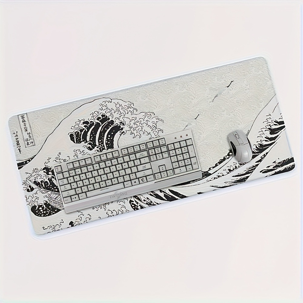 Zwart Wit Wave Art XXL Bureaum - Desk Setup Pc And Laptop recensie en prijs